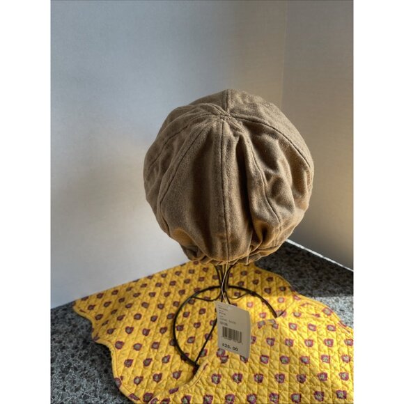 Paper Boy womens Tan cabbie Wool Blend hat with brim & poms new‎ Warm - Picture 3 of 8